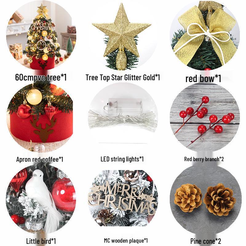 60cm Desktop Christmas Tree Set with Ornaments - DIY Holiday Decoration and Gift