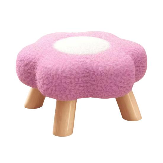 Цветочный табурет с деревянными ножками, подушка из облачного бархата, подставка для ног, табурет для гостиной, спальни, дивана, софы, под стол, мягкое сиденье, туалетный табурет