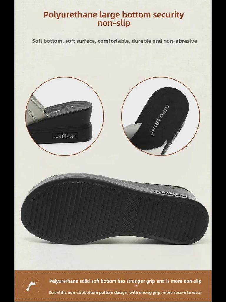 2025 Women's Summer Mid-Heel Non-Slip Wedge Sandals - Soft Bottom, Fashionable for Outdoor Wear