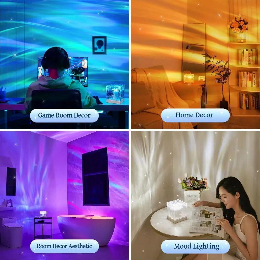 USB Water Ripple Crystal Lamp 16 Colors Light Northern Lights Projector Bed Room Decor
