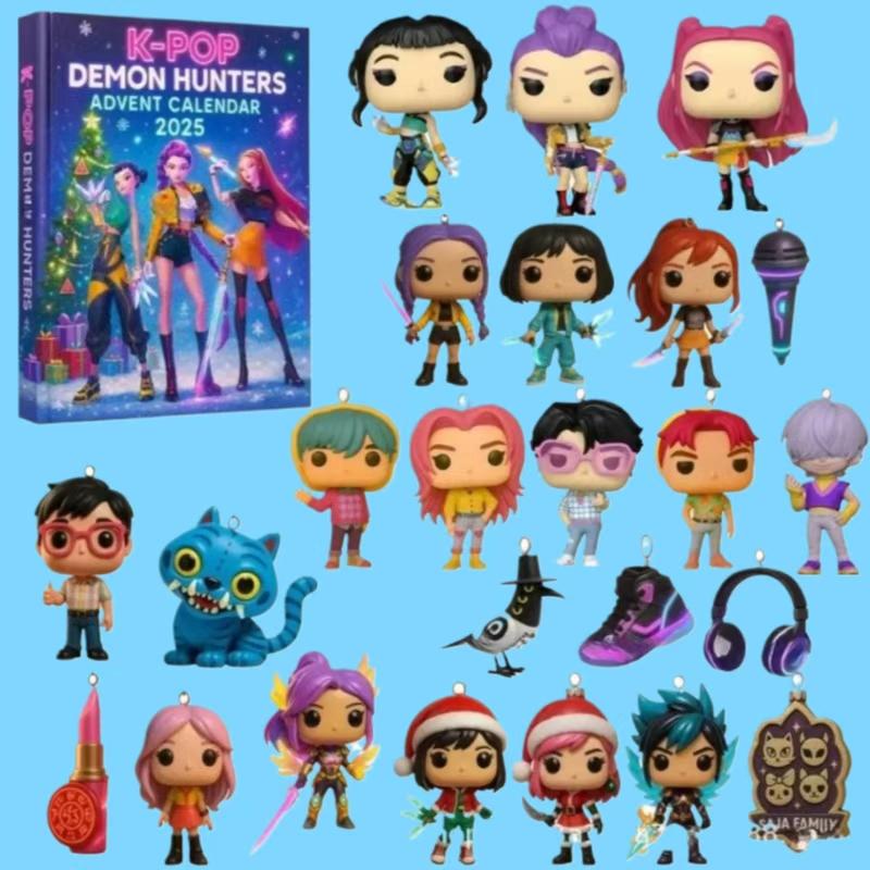 ~K-pop Охотники на демонов Адвент-календарь - Руми Мира Зои Тигр Рождественский Отсчет 24 Дня Подарок для K-pop Фанатов