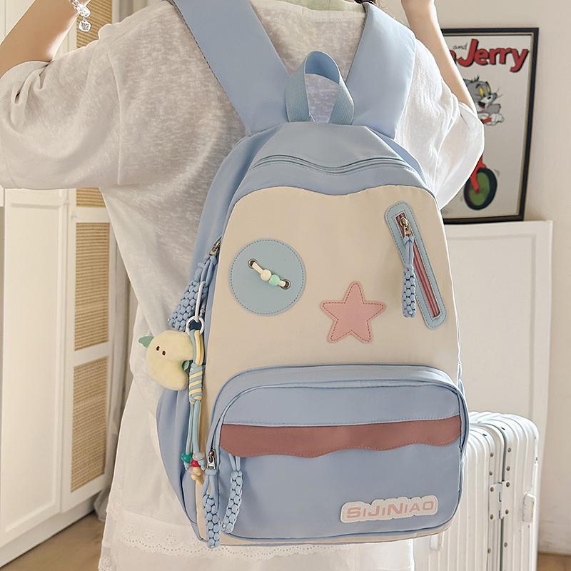 Цветной блок Студенческий школьный рюкзак Рюкзак большой вместимости Женский дорожный рюкзак