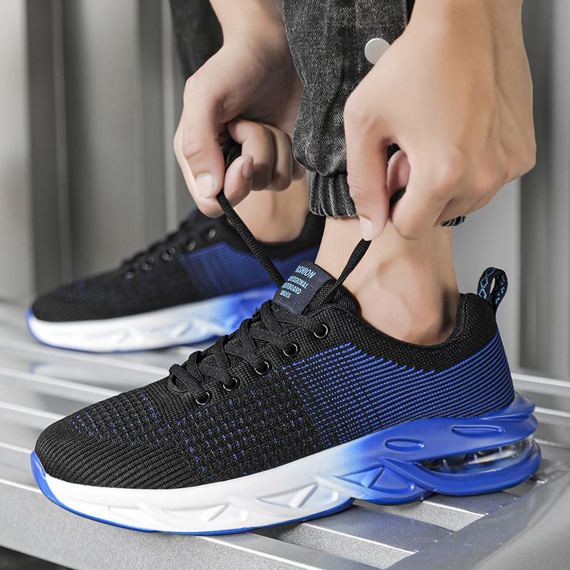 New Fly-woven Breathable Sneakers Air Cushion Shoes Sneakers Casual Net Shoes Shock-absorbing Running Shoes Men