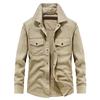 Весна и осень новый стиль рубашка куртка мужская повседневная мода рабочая одежда хлопковая рубашка многокарманная куртка мужская