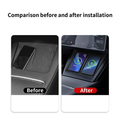 Для Tesla Model Y/3 Juniper 2025 2025 Беспроводная зарядная панель для центральной консоли Силиконовый нескользящий коврик для беспроводной зарядки Аксессуары