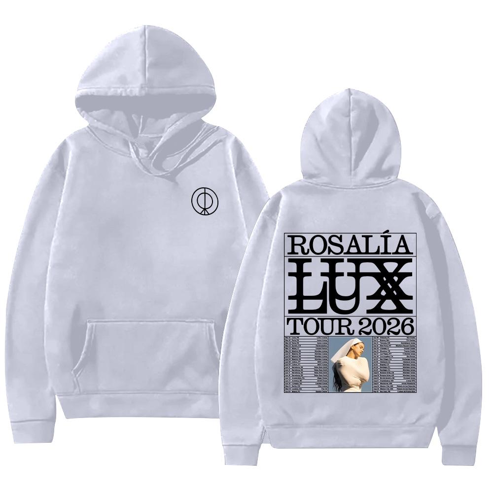 Худи с вырезом Rosalía LUX Худи Rosalía Lux Тур в поддержку альбома Новая одежда с принтом Хип-Хоп Мужская Женская High Street Лонгслив Повседневный Y2K