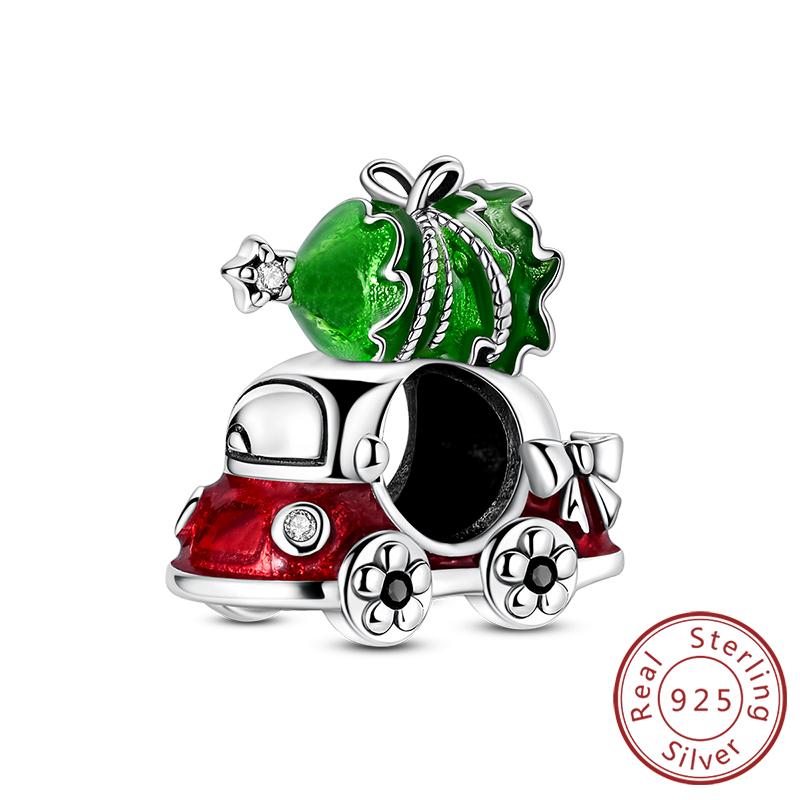 Рождественская серия Шармы Бусины Медь Рождественская елка Снеговик Лось Шарм Подходит для оригинального браслета Подвеска Женские украшения