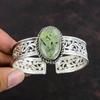 Moss Prehnite Cuff Bracelet Gemstone Jewelry Handmade Latest Design Bangle 925 Sterling Silver Bangle Adjustable Cuff Bracelet Gifts For Her