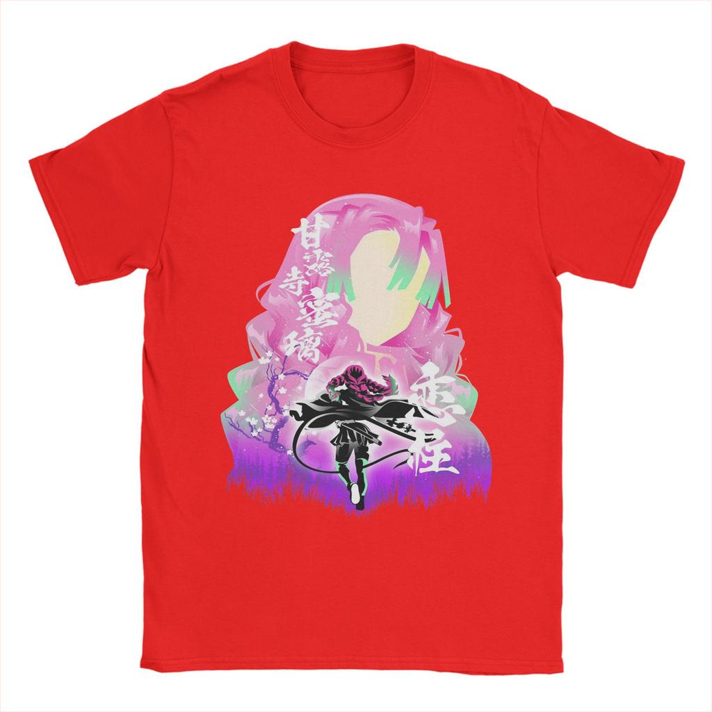 Men's Mitsuri Kanroji Demon Slayer T Shirt Love Hashira 100% Cotton Tops Short Sleeve Round Collar Tees Plus Size T-Shirts