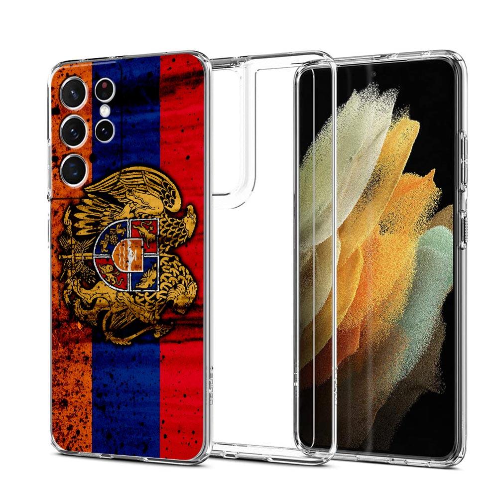 Армения Армянский Флаг Прозрачный Силиконовый Чехол для Телефона Для Samsung Galaxy S23 S22 5G S20 Ultra S21 FE 5G S10E S9 S8 S10 Plus Мягкий Чехол