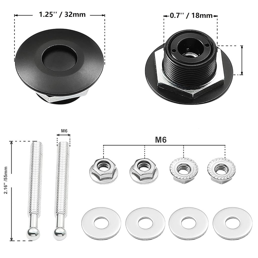 STETION Quick Release Latch License Plate Lock Clip 4Pcs 1.25" Diameter Aluminum Alloy Car Hood P Lock Clip Kit For Bumper Hood License Plate (4 Pack