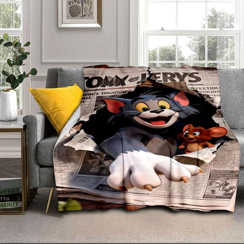 Cat and Mouse Blanket Flannel Blanket for bed, sofa, Camping, Hiking, Picnic Essentials, gift for family Fan gifts