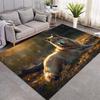 Wild Wolf Sunset Print Area Rug, Animal‑Themed Non‑Slip Carpet for Living Room Bedroom Home Decor