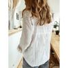 Turn Down Collar Long Sleeve Buttoned Cotton Shirts Women Solid Color Loose Plus Size Tops White Blue Blouse