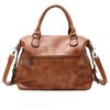 Women Vintage Oil Wax Boston Bag Fashion Top-Handle Handbag Shoulder Bag PU Leather