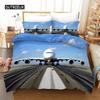 Пододеяльник с изображением самолета Комплект постельного белья для детей Мальчики Девочки Полиэстеровый принт самолета Одеяло Покрывало Двуспальное Королева Король Размер