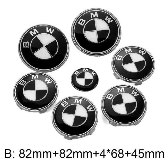 YAMHS1 For BMW New 2025 7pcs Car Front Emblem Rear Badge Wheel Hub Cap Sticker for E46 E90 E60 F10 F11 F20 F30 F34 F01 G20 G21 G31 G38