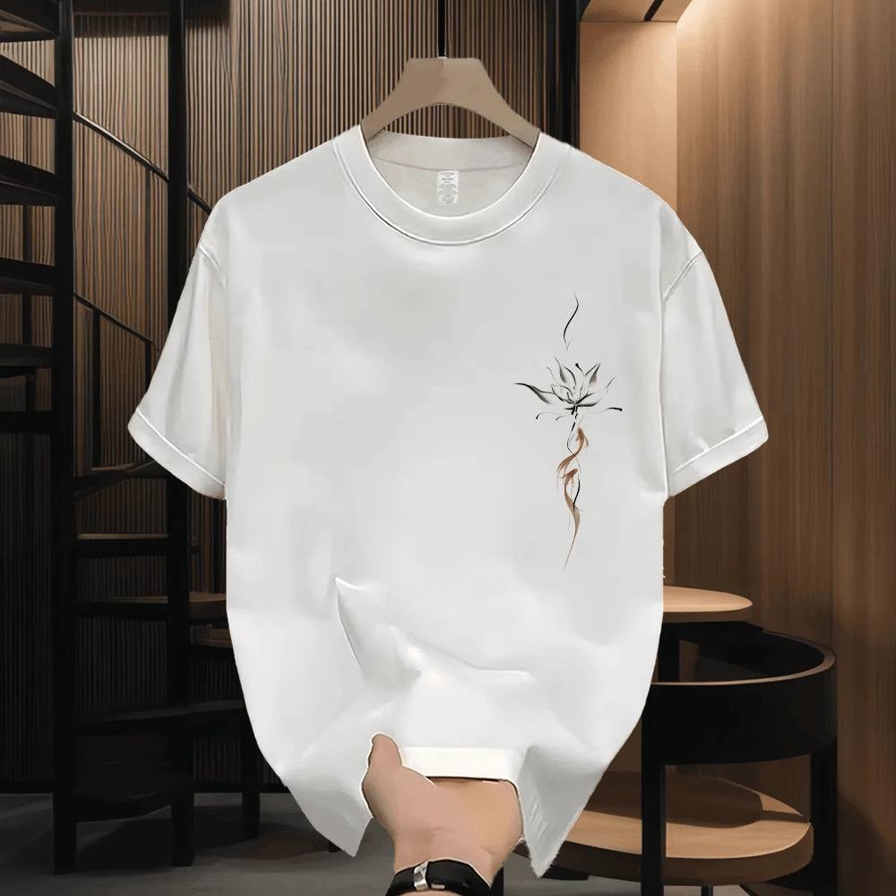 Женская Мужская Хлопковая Футболка Круглый Вырез Короткий Рукав Принт Повседневные Футболки