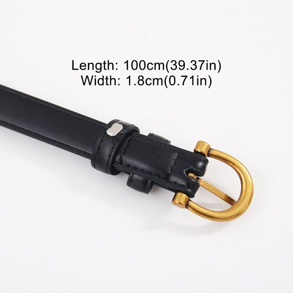 Простой ремень с пряжкой-штифтом, тонкий ремень, универсальный поясной ремень, ретро ремень из ПУ кожи, украшение для платьев