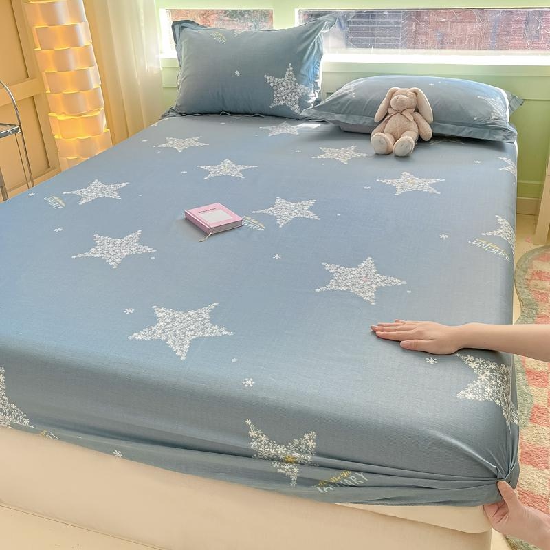 100% Cotton Bedsheet Elastic Fitted Sheet Print Bed Cover Single/Double/Queen/King Size Bed Linen Drap De Lit (No Pillowcase)