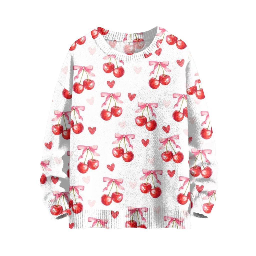 Happy  Sweatshirts For Women Knit Sweater Cute Shirt Fall Crewneck Pullover Tops