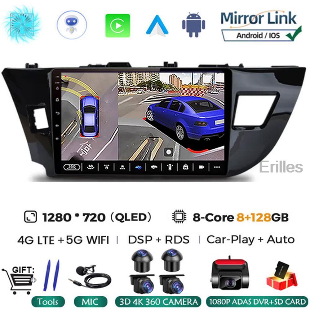 Android 14 2 Din автомобильный радиоприемник для Toyota Corolla Ralink 2014 - 2016 Мультимедийный видеоплеер Навигация MP5 Стерео Carplay Головное устройство