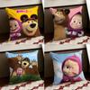 Cute MMasha and the BBear Cushion Cover Reversible Soft Durable Pillow Cover Home  Car MultiScene Use for Daily Comfort