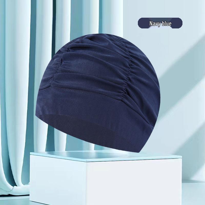 Женская купальная шапочка большого размера с цветочным плиссе - Неплотная посадка, однотонная, модный тканевый дизайн