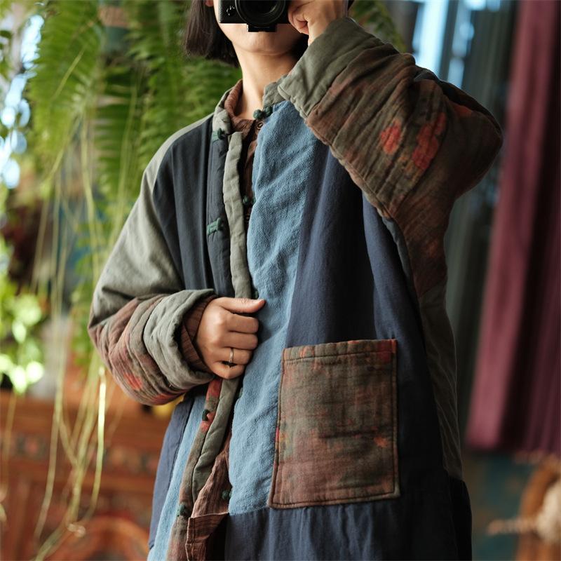 Johnature Женские зимние винтажные парки с длинными рукавами и пуговицами, хлопковые зимние пальто, женские парки в китайском стиле