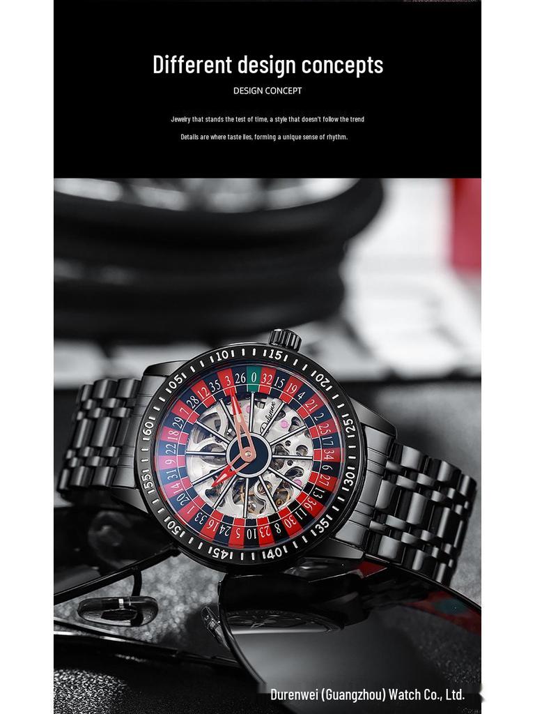 Популярные мужские автоматические часы-рулетка Durenway – Водонепроницаемые, Люминесцентные, Модные.