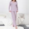 Winter Striped Fleece V-Neck Top Long Pants Loungewear Set Teen Girls