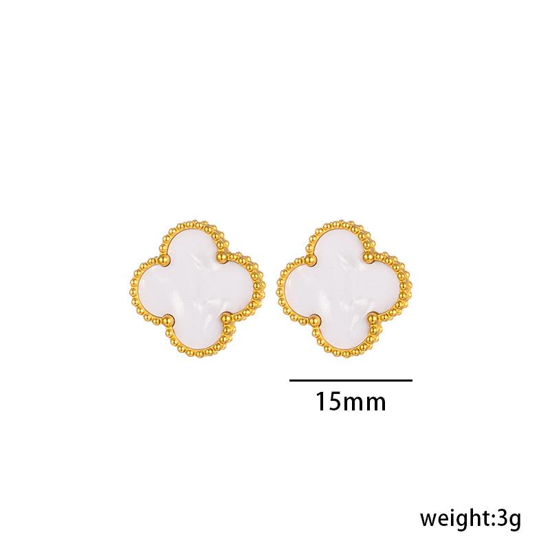 Large Titanium Steel Four-leaf Clover Earrings Fashionable Versatile Earrings Senior Sense of Ladies Earrings