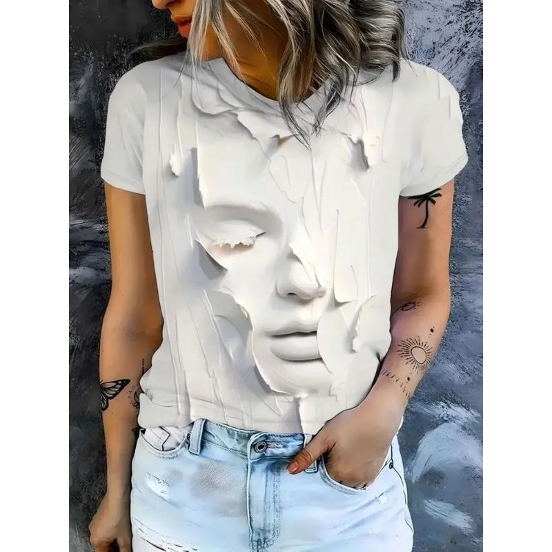 Модная женская одежда Mystery Girl Футболка с коротким рукавом и круглым вырезом 3D Цветная печать