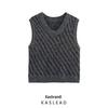Spring 2025 Women's European V-neck Striped Lurex Knit Sleeveless Vest