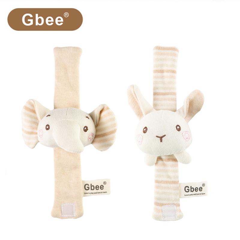 Набор погремушек Gbee из органического хлопка для малышей: Ремешок на запястье, Игрушки-погремушки с ручным вращением для новорожденных