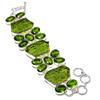 Moldavite Quartz, Peridot Gemstone 925 Sterling Silver Bracelet 7-8"