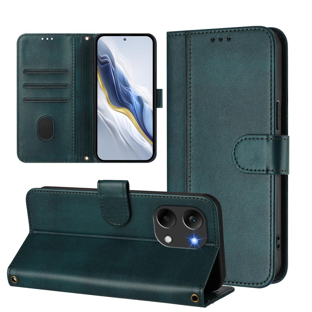 Wallet Case for Poco X8 Pro Max 5G - Leather/PU, Dark Green, With Lanyard