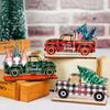 3pcs/set Cartoon Christmas Wooden Car Decorations Grid Style Christmas Tree Pendant  Holiday Party