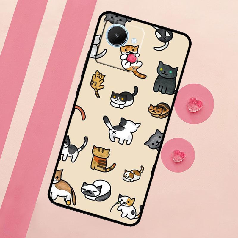 Забавные милые кошки Для Realme C67 C75 C63 C61 C71 C55 C51 C65 C53 10 11 12 13 14 15 Pro Plus GT6 GT7 Pro Чехол