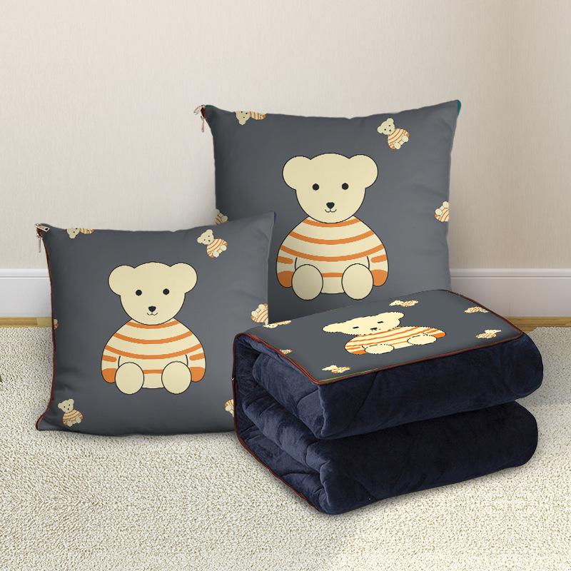 Персонализированная мультяшная флисовая плюшевая подушка-плед