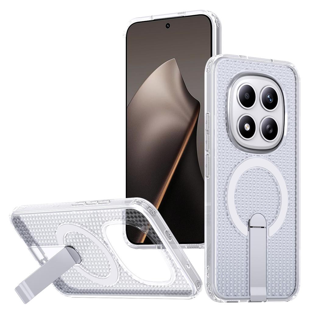 For Xiaomi Redmi Note 15 Pro 5G (Global) Magnetic Case Kickstand Grid Texture TPU PC Phone Back Cover