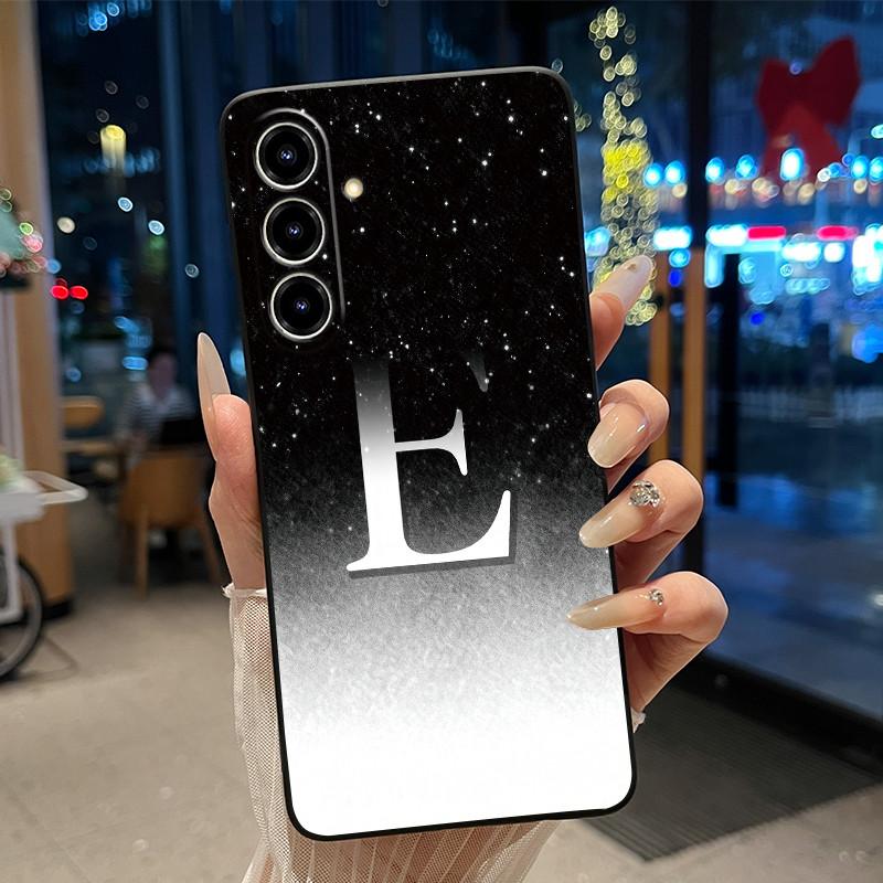 Чехол для ZTE Blade V80 Max/Nubia V80 Max, Желейно-черный, Защита от царапин, Мягкий корпус, Красивая первая буква с цветочным узором, Чехол