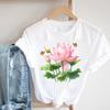 (Asian Size) Short Sleeve T Shirt Watercolor Flower Style 90s Fashion Women Casual Tee Top Clothing Print Ladies Female Graphic T-shirts