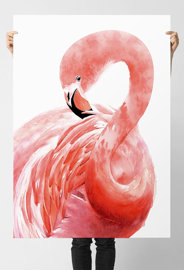 Плакат с розовым фламинго