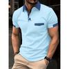 Summer Men's Casual Patchwork Pocket Short Sleeve Polo Shirt Comfortable Breathable Lapel Button Men's Fashion Sports Street Wea