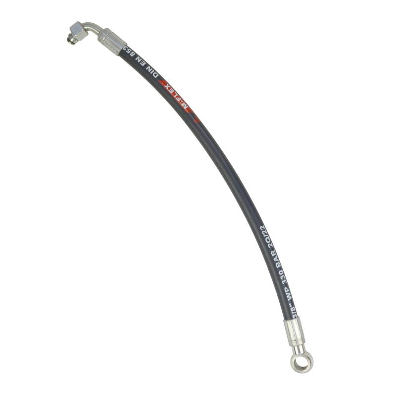 Hydraulic hose DN10 330 bar elbow DKOL 90 DN10 M18X1.5 12L / eyelet RNM P01 DN10 D18 -470mm DN10-2SN PZL Hydral