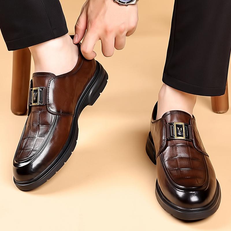 Fashion New Men's Business Casual Shoes Classic Male Slip On Flats Handmade Casual Leather Oxford Shoes Breathable Male Dress Footwear