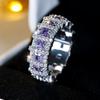 Silver Color Shiny Purple Zircon Princess Ring for Women Party Fashion Jewelry Birthday Gift