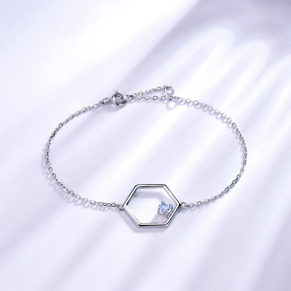 Umcho Natural Blue Topaz 925 Sterling Silver Bracelet For Women