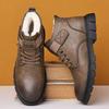Зимняя мужская обувь флисовые утепленные теплые хлопковые ботинки высокие хлопковые кожаные ботинки для среднего и пожилого возраста уличные зимние ботинки ботинки Мартин мужские